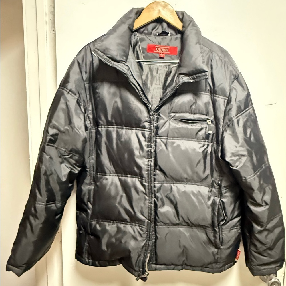 GUESS Men's Charcoal Puffer Jacket - Picture 2 of 8